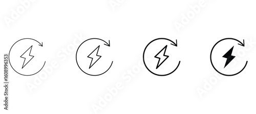 Electric power, lightning bolt progression, renewable energy, minimal vector symbol