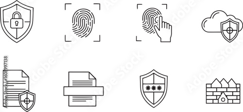 Data Protection & Cyber Security Line Icons