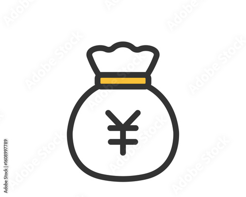 日本円袋アイコン｜お金袋｜通貨シンボル素材 | ベクター素材