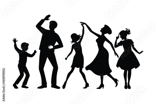 Dancing people silhouettes vector isolated on white background