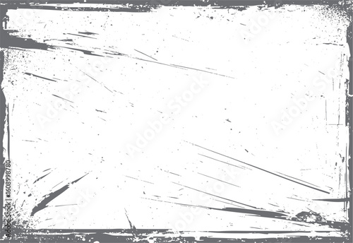 Grunge frame border with light scratches. Abstract distressed rectangular texture. Minimal scratchy surface background art.