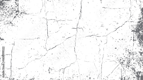 Cracked distressed texture on white background. Grunge vintage surface with dust and scratch. Abstract aged overlay.
