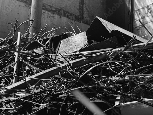 Pile Steel scrap from used in junk,prepare for recycle.