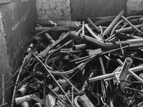 too many of Steel scrap pile from used in junk,prepare for recycle.