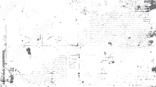 Aged paper texture with handwritten text. Grunge overlay of script writing. Distressed vintage document design element.