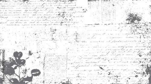 Faded ink letter texture background. Grunge handwriting overlay design. Vintage document with distressed details.