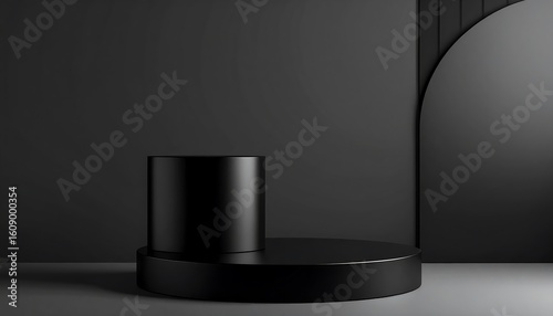 Minimalist black product display podium