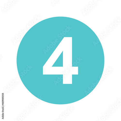 Illustration of Number Four: Teal Circle Button Icon Graphic Design Element vector