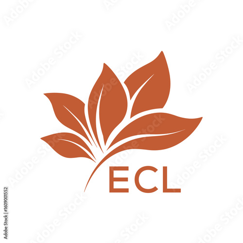 ECL Elegant Minimal Leaf Logo Design, ECL Later Logo, Botanical Nature Logo with Text, Clean Botanical Logo Design, Natural Organic Leaf Badge
