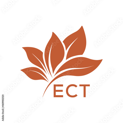 ECT Elegant Minimal Leaf Logo Design, ECT Later Logo, Botanical Nature Logo with Text, Clean Botanical Logo Design, Natural Organic Leaf Badge
