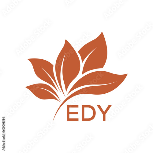 EDY Elegant Minimal Leaf Logo Design, EDY Later Logo, Botanical Nature Logo with Text, Clean Botanical Logo Design, Natural Organic Leaf Badge
