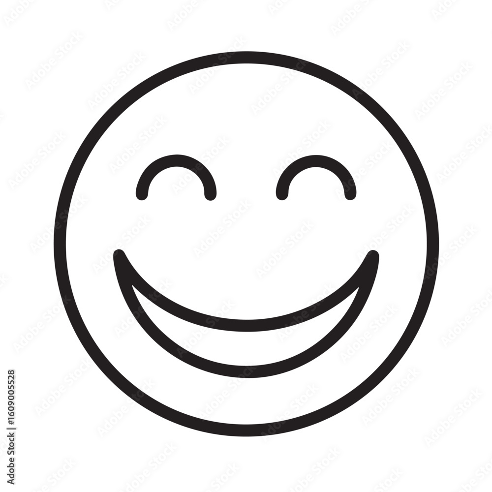 Happy smiley face icon in simple line style Happy smiley face icon in simple line style
