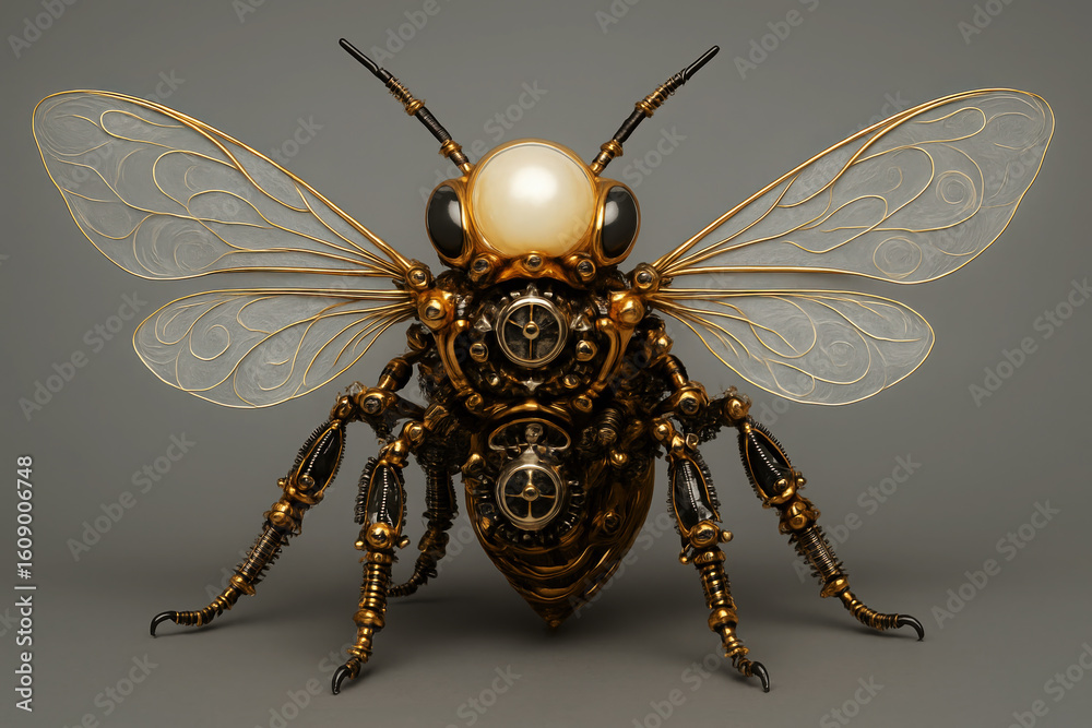 Fototapeta premium Steampunk insect gold mechanical brass
