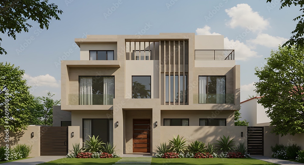 Fototapeta premium Design Details of modern facade of a Luxury house