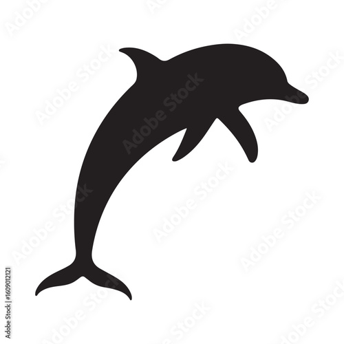 Leaping dolphin silhouette jumping ocean