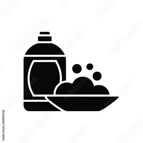Dish Soap and Soapy Water in a Bowl Black Silhouette
