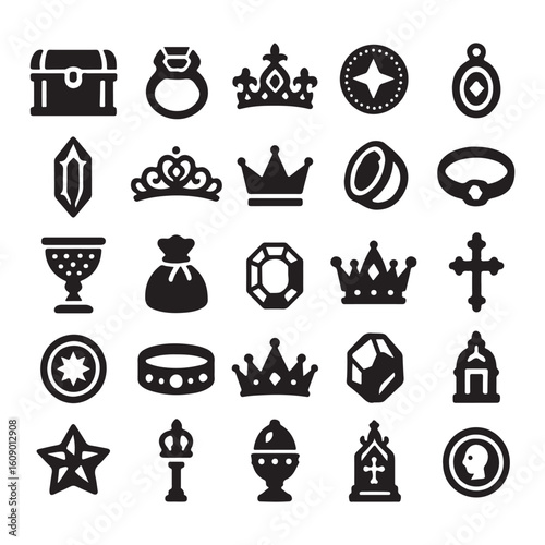 Treasure crown jewel ring chalice cross star treasure chest gemstone