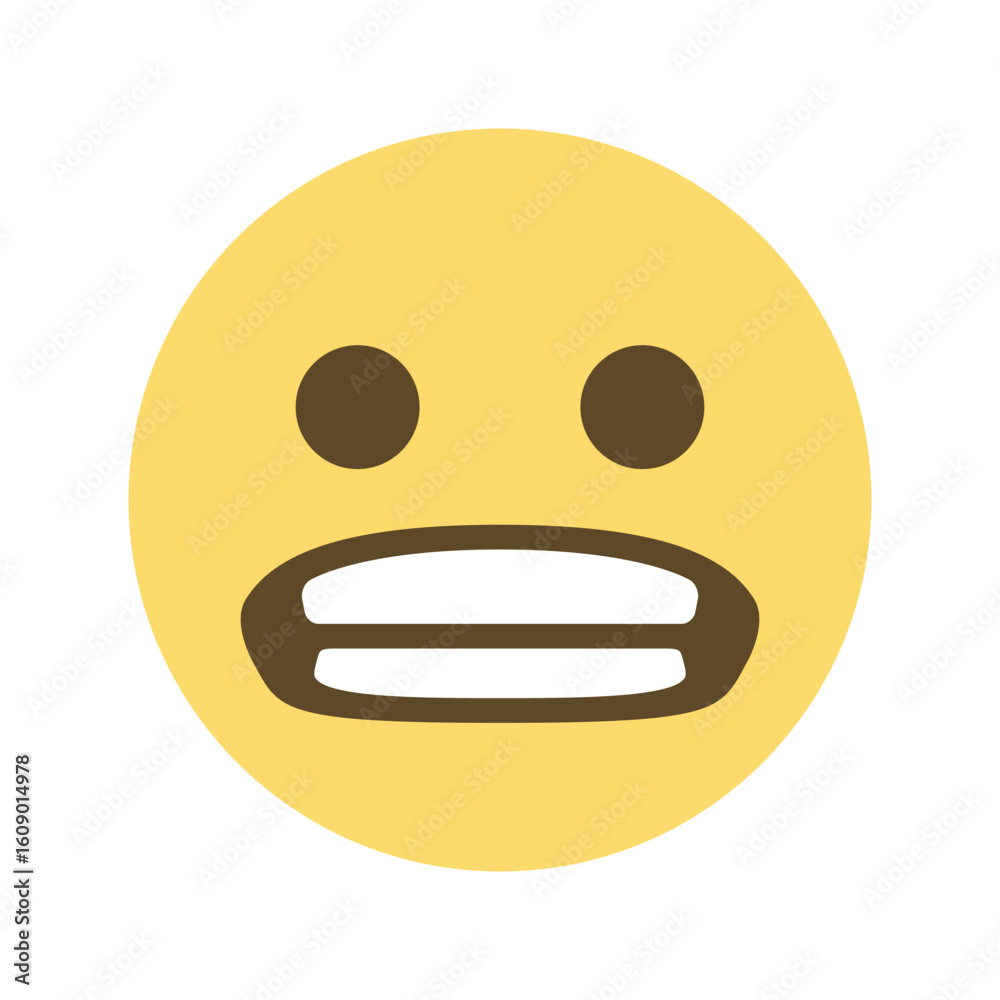 Fototapeta premium Illustration of Emoji: Frustrated Face – Yellow Circle, Grimace, Brown Eyes – Digital Illustration vector