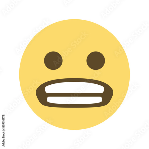 Illustration of Emoji: Frustrated Face – Yellow Circle, Grimace, Brown Eyes – Digital Illustration vector