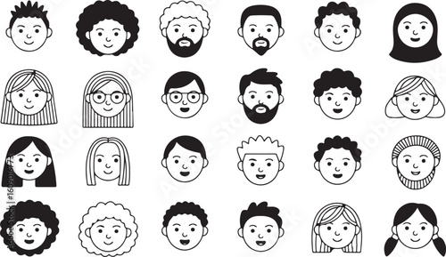 People Faces Vector Set Diverse Characters Avatars Portraits Headshots