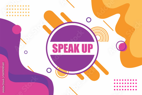 Vector banner. Megaphone with speak up speech bubble. Loudspeaker. Banner for business, marketing. Banner design vector illustration.