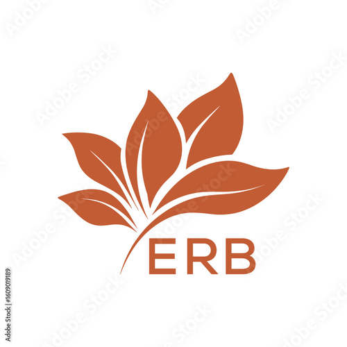 ERB Elegant Minimal Leaf Logo Design, ERB Later Logo, Botanical Nature Logo with Text, Clean Botanical Logo Design, Natural Organic Leaf Badge
