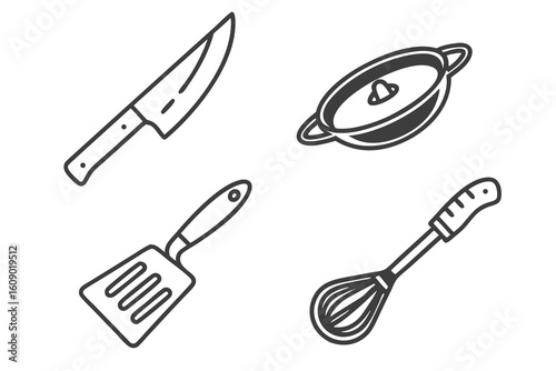 vector set of kitchen utensils