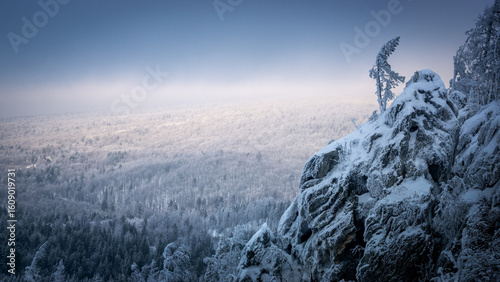 winter landscape with snow-covered taiga, Russia