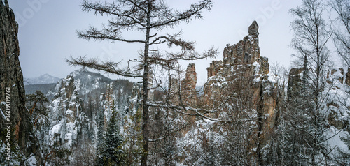 winter landscape with snow-covered taiga, Russia