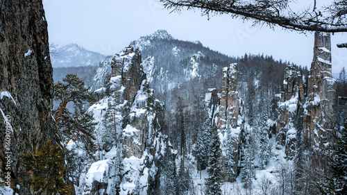 winter landscape with snow-covered taiga, Russia