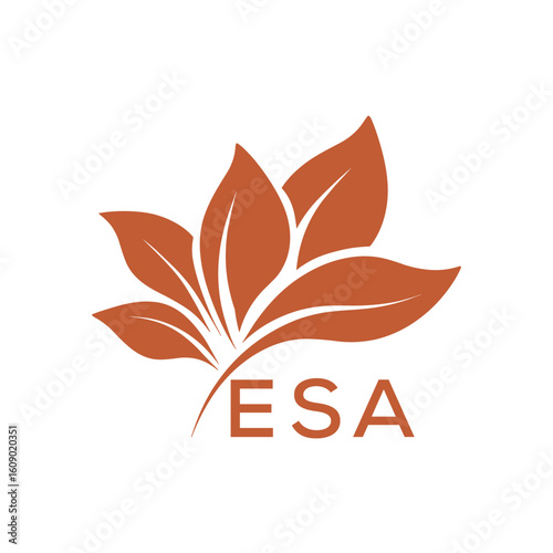 ESA Elegant Minimal Leaf Logo Design, ESA Later Logo, Botanical Nature Logo with Text, Clean Botanical Logo Design, Natural Organic Leaf Badge
