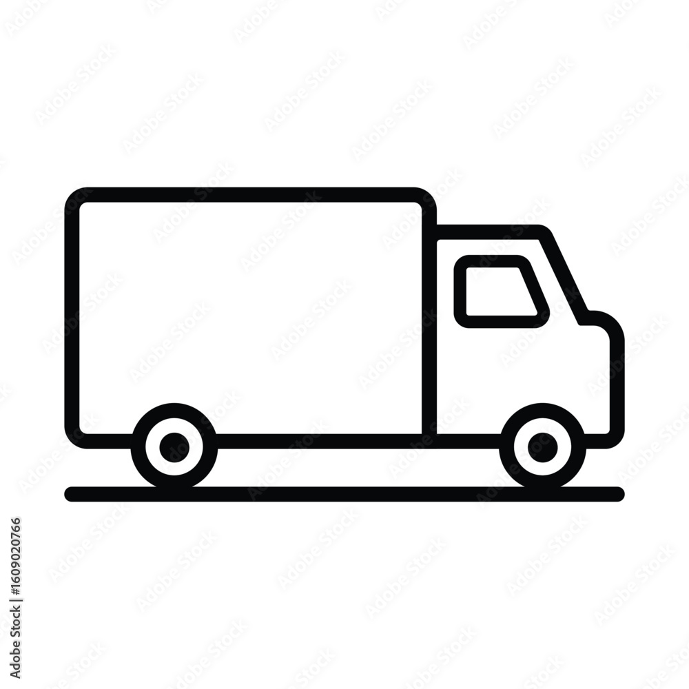 Delivery Truck Line Icon — Fast Shipping Symbol