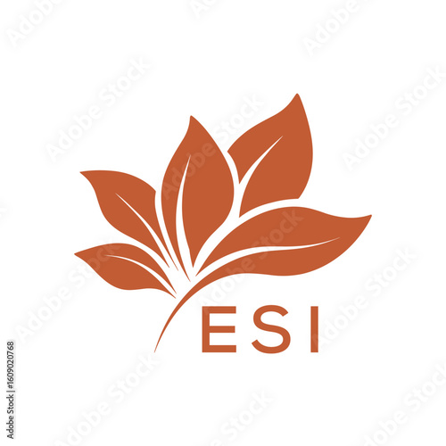 ESI Elegant Minimal Leaf Logo Design, ESI Later Logo, Botanical Nature Logo with Text, Clean Botanical Logo Design, Natural Organic Leaf Badge
