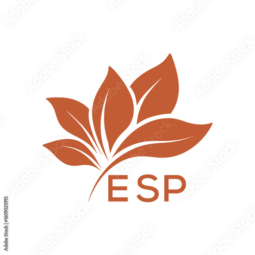 ESP Elegant Minimal Leaf Logo Design, ESP Later Logo, Botanical Nature Logo with Text, Clean Botanical Logo Design, Natural Organic Leaf Badge
