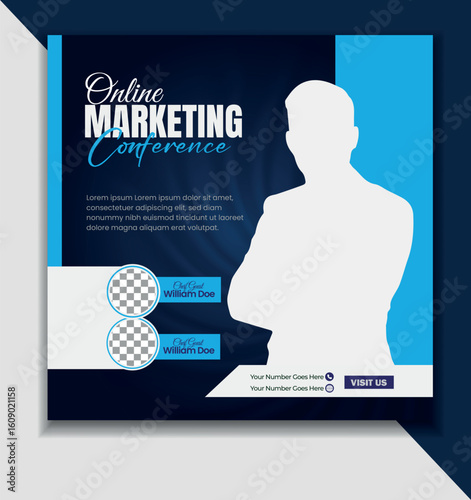 usiness webinar social media post design template	