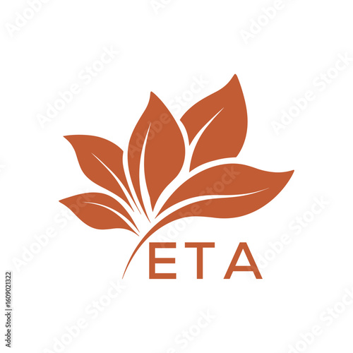 ETA Elegant Minimal Leaf Logo Design, ETA Later Logo, Botanical Nature Logo with Text, Clean Botanical Logo Design, Natural Organic Leaf Badge
