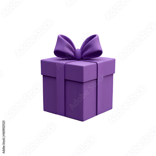 A single purple gift box with a ribbon and bow