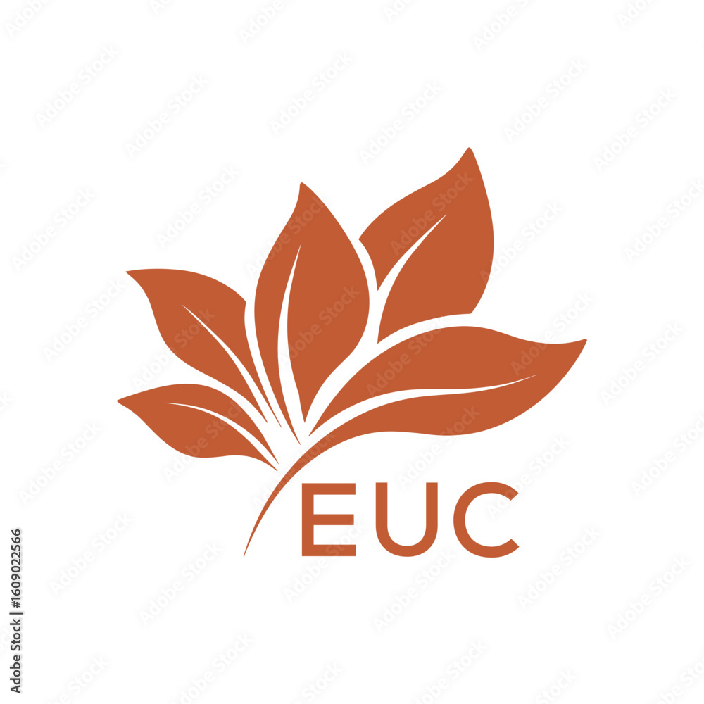 Obraz premium EUC Elegant Minimal Leaf Logo Design, EUC Later Logo, Botanical Nature Logo with Text, Clean Botanical Logo Design, Natural Organic Leaf Badge 