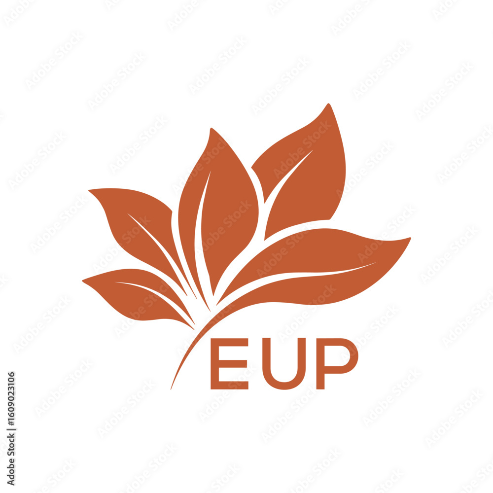 Obraz premium EUP Elegant Minimal Leaf Logo Design, EUP Later Logo, Botanical Nature Logo with Text, Clean Botanical Logo Design, Natural Organic Leaf Badge 