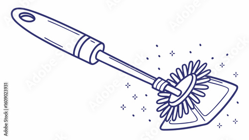 Vector illustration of a toilet scrub brush with a dustpan for effective bathroom cleaning