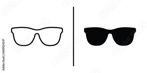 Sunglasses Silhouette: Two sunglasses are displayed, one in silhouette, and another in a more defined, lined outline.