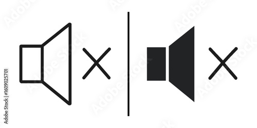 Sound Off: Contrasting visual representations of audio on and off. Showing sound is silenced