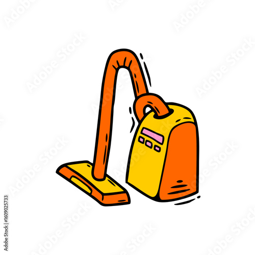 Cartoon Handdrawn Vacuum Cleaner Appliance Domestic Equipment Illustration