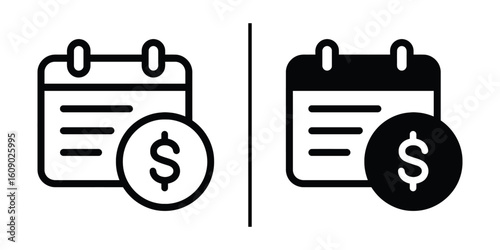 Financial Calendar Icons: Two stylish calendar icons with a dollar sign, symbolizing financial planning, budgeting, and appointment scheduling.