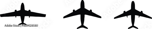 Vector logo airplane, aviation icon, airplane silhouette, dual jet emblem