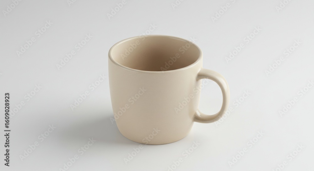 Fototapeta premium A light beige mug sits isolated on a white background