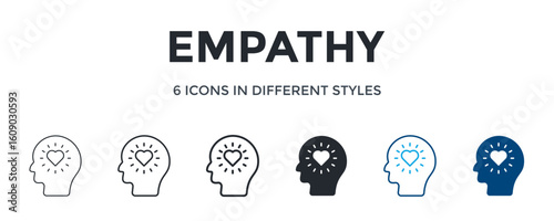 Empathy Icon In Different Style Vector Illustration. Designed In Thin Line, Regular Line, Bold Line, Glyph, Color Line, And Color Glyph Style Can Be Used For Web