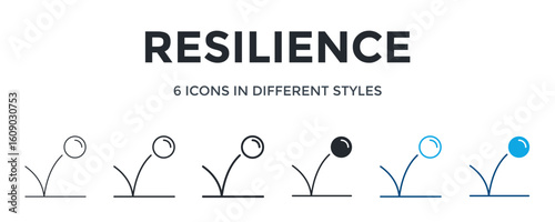 Resilience Icon In Different Style Vector Illustration. Designed In Thin Line, Regular Line, Bold Line, Glyph, Color Line, And Color Glyph Style Can Be Used For Web