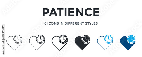 Patience Icon In Different Style Vector Illustration. Designed In Thin Line, Regular Line, Bold Line, Glyph, Color Line, And Color Glyph Style Can Be Used For Web