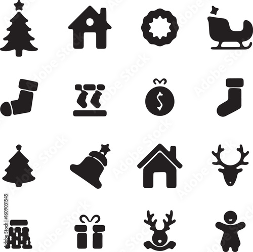 Abstract geometric silhouette of a stylized christmas tree isolated on transparent background